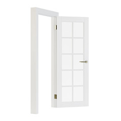 Wooden door isolated on white background. 3D rendering.