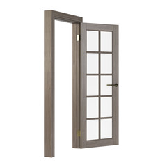 Wooden door isolated on white background. 3D rendering.