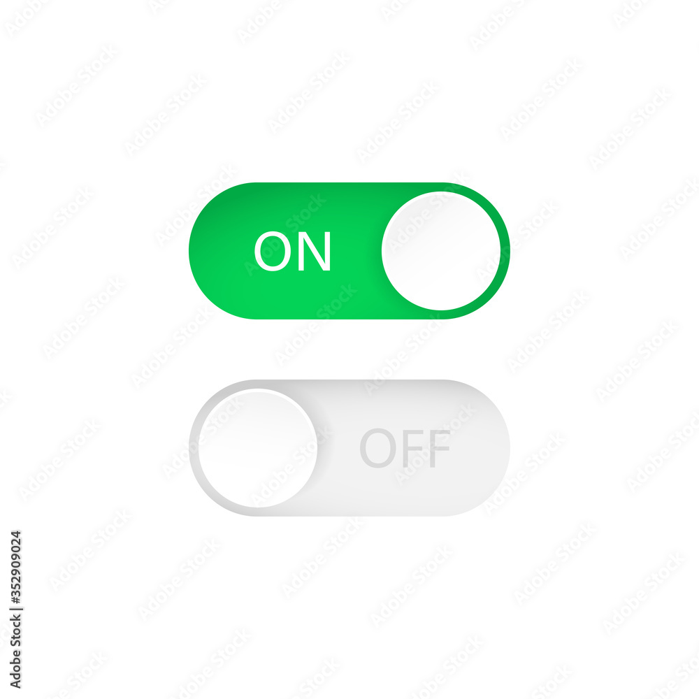 Aufkleber on and off toggle switch buttons. switch on or off. vector illustration