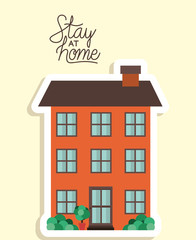 Stay at home and orange house building vector design