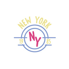 new york circle text glitter line tee illustration art vector