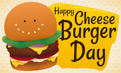 Smiling Cheeseburger ready to celebrate its Day, Vector Illustration