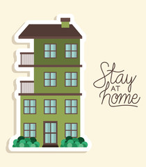 Stay at home and green house building vector design