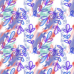 Fototapeta na wymiar Leaves seamless pattern. Watercolor background.