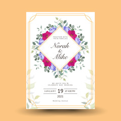 beautiful set of decorative greeting card or invitation with floral design