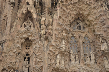Naklejka premium The Basílica Temple Expiatori de la Sagrada Família is a large unfinished Roman Catholic church in Barcelona, designed by Catalan architect Antoni Gaudí.
