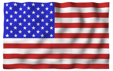 Obraz premium Waving flag of the United States of America. Stars and Stripes. State symbol of the USA. 3D illustration