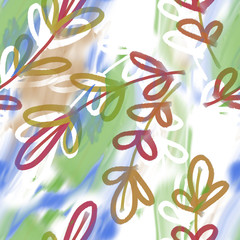 Leaves seamless pattern. Watercolor background. - 352912411