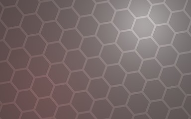 Honeycomb with color lighting, on a gray background. Perspective view on polygon look like honeycomb. Isometric geometry. 3D illustration