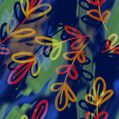 Leaves seamless pattern. Watercolor background. - 352912653