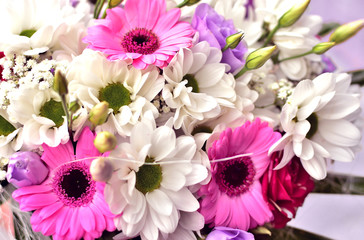 Gorgeous colorful wedding bouquet. Close-up detail.