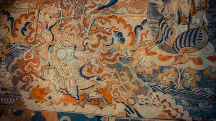 A close up of colourful painting cloth