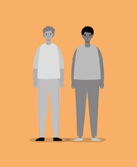 Men avatars persons in gray colors vector design