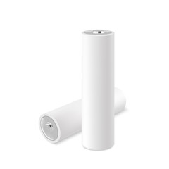 Finger batteries on white background, template for design.