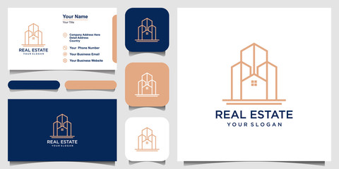 building logo design with line concept. city building abstract For Logo Design Inspiration. logo design and business card