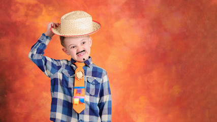 Brazilian boy at the Junina party. Junina Party