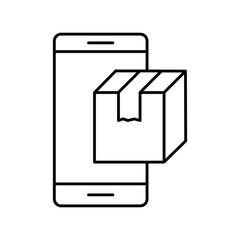Smartphone with delivery box line style icon vector design