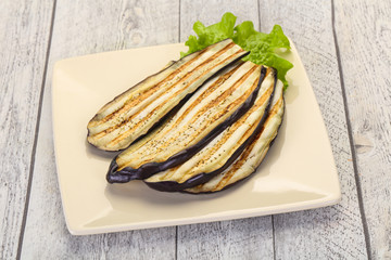 Grilled eggplant in the bowl