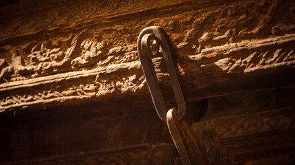 Close up of chain on a hook