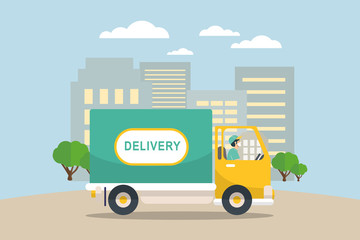 Naklejka premium Delivery vector transport flat design.