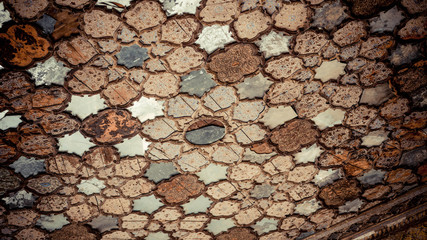 Fototapeta premium Close up of engraved wood in pattern
