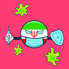 iran fight corona virus vector illustration icon