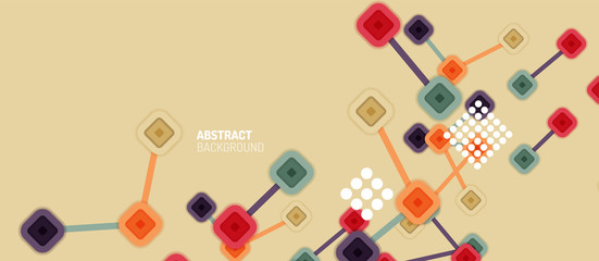 Abstract square dot connections, flat style multicolored geometric background for Wallpaper, Banner, Background, Card, Book Illustration, landing page or poster design