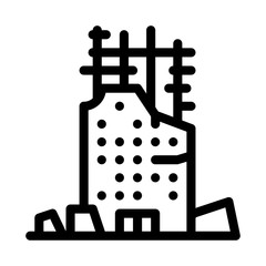 collapse of house to initial foundation icon vector. collapse of house to initial foundation sign. isolated contour symbol illustration