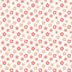 Floral pattern. Seamless vector texture with flowers for fashion prints or wall paper. Pink color. Hand drawn style, light background.