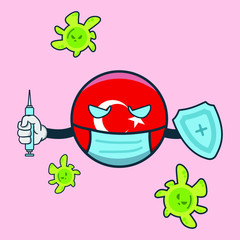 turkey fight corona virus vector illustration icon