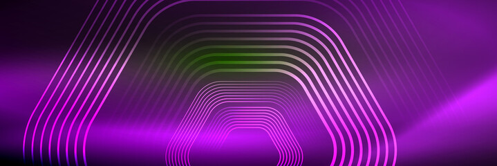 Shiny neon lines, stripes and waves, technology abstract background. Trendy abstract layout template for business or technology presentation, internet poster or web brochure cover, wallpaper