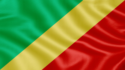 Flag of Congo republic. Realistic waving flag 3D render illustration with highly detailed fabric texture.