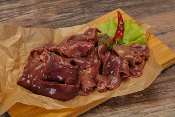 Raw chicken liver ready for cooking