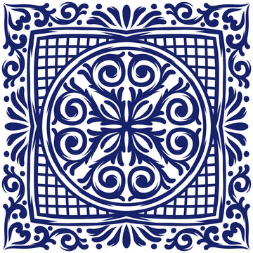 Italian ceramic tile pattern. Mediterranean porcelain pottery.