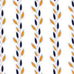 Seamless floral vector pattern with colorful branches for decoration, print, textile, fabric, stationery, wallpaper