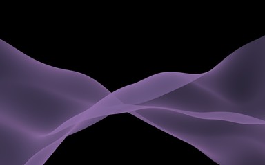 Abstract purple wave. Raster air background. Bright gray ribbon on dark background. Gray scarf. Abstract gray smoke. 3D illustration