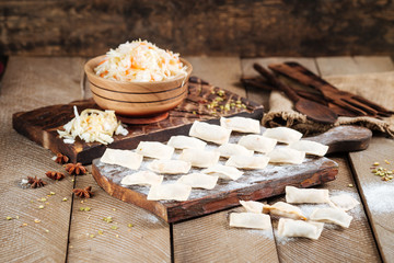 Semi-finished sauerkraut dumplings vareniki