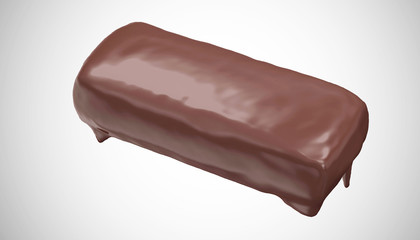 Melted Milk Chocolate Pouring into Caramel to make a Chocolate Bar on gradient background