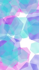 Multicolored translucent hexagons on white background. Vertical image orientation. 3D illustration