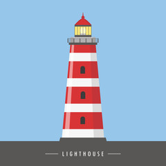 red and white lighthouse isolated vector illustration EPS10