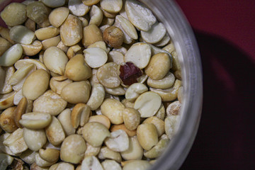 Nuts in a bottle, close view