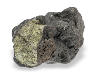 .Olivine mineral on white background