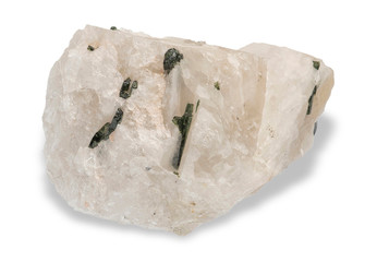 .Tourmaline mineral on white background