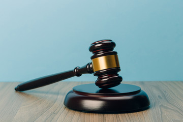 Judge Gavel on a wooden table. The concept of law. sentence, justice