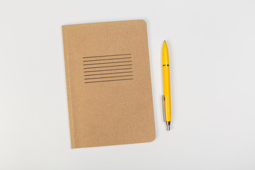 school ring binder notebook with pen isolated on white background
