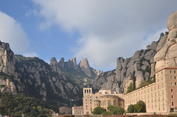 Fototapeta na wymiar Montserrat is a multi-peaked mountain range near Barcelona, in Catalonia, Spain. It is part of the Catalan Pre-Coastal Range