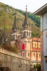 Fototapeta na wymiar Cathedral Holy Church of San Salvador, Santuario de Covadonga, Asturias, Spain 