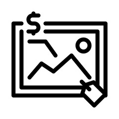 art painting auctioned icon vector. art painting auctioned sign. isolated contour symbol illustration