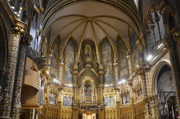 Obraz premium Our Lady of Montserrat or the Virgin of Montserrat is a Marian title associated with a statue of the Madonna and Child venerated at the Santa Maria de Montserrat monastery on the Montserrat Mountain.