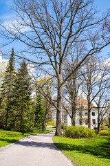 Fototapeta na wymiar View of Traskanda Manor (Aurora Park) in spring, Espoo, Finland